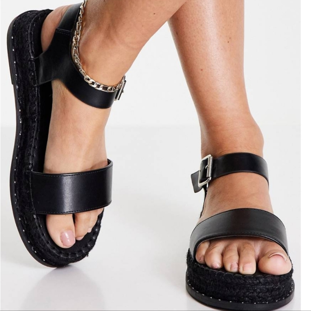 Asos Truffle Collection Wide fit platform espadrilles in black